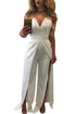 White Wide Slit Legs Jumpsuit